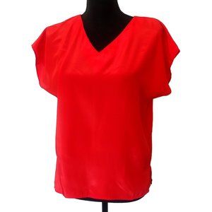 Vintage 1980s New Wave Bright Bold Red  Dolman Sleeve Top